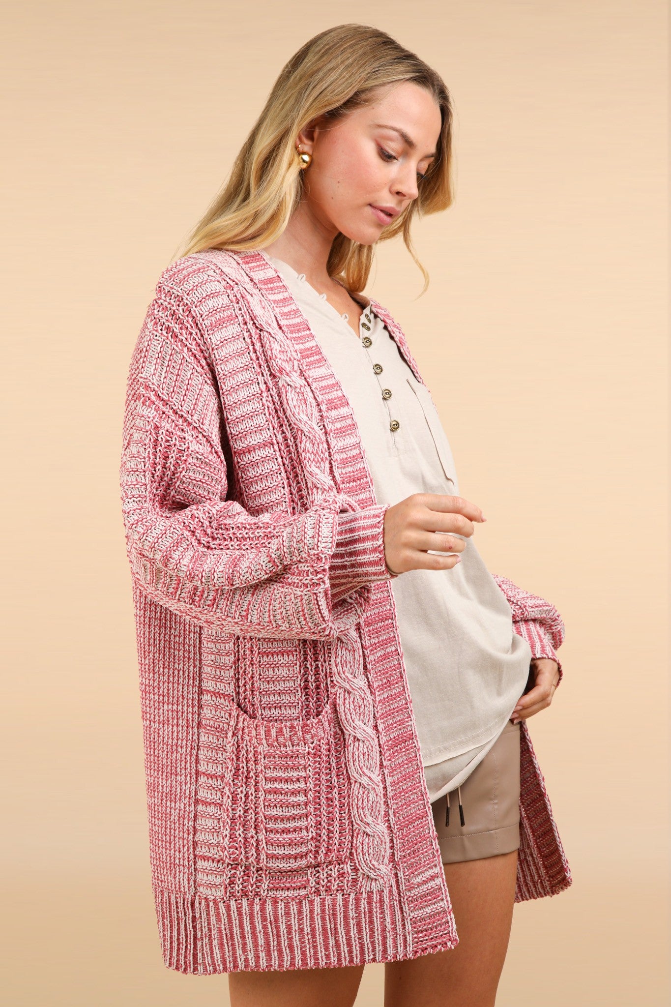 VERY J Cable Knit Open Front Cardigan - Charming Charlie