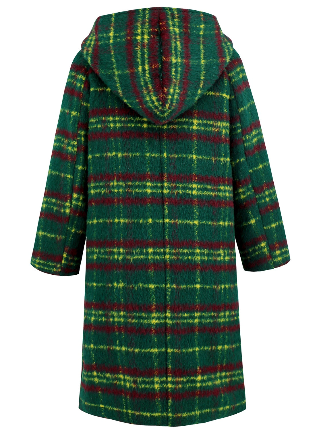 Plaid Long Sleeve Hooded Coat with Pockets - Charming Charlie