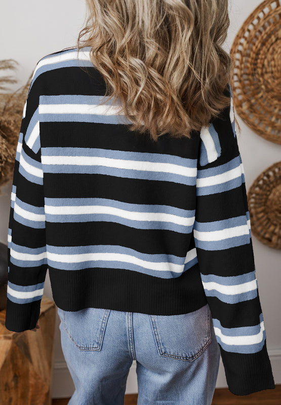 Striped Button Down Long Sleeve Cardigan - Charming Charlie