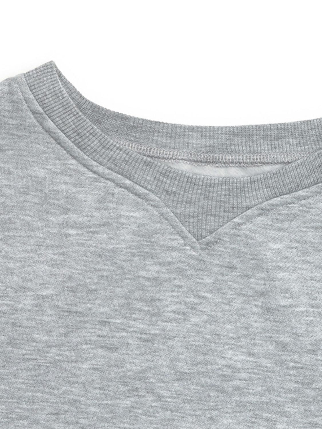 Perfee Round Neck Long Sleeve Sweatshirt - Charming Charlie