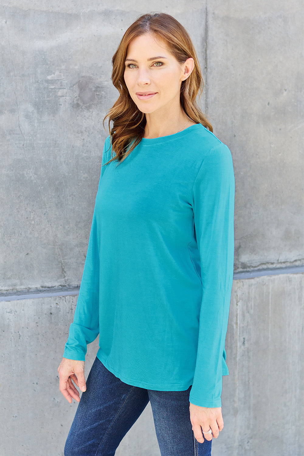 Basic Bae Full Size Round Neck Long Sleeve Top - Charming Charlie