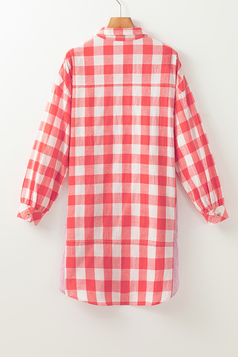Plaid Collared Neck Long Sleeve Shirt Dress - Charming Charlie