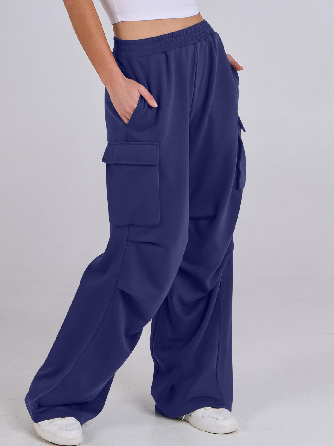 Elastic Waist Wide Leg Pants with Pockets - Charming Charlie