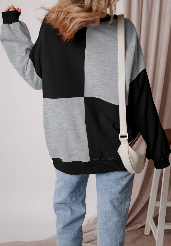 Color Block Half Button Long Sleeve Sweatshirt - Charming Charlie