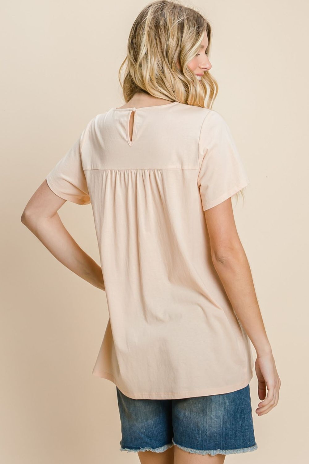 Cotton Bleu by Nu Label Eyelet Round Neck Short Sleeve T-Shirt - Charming Charlie