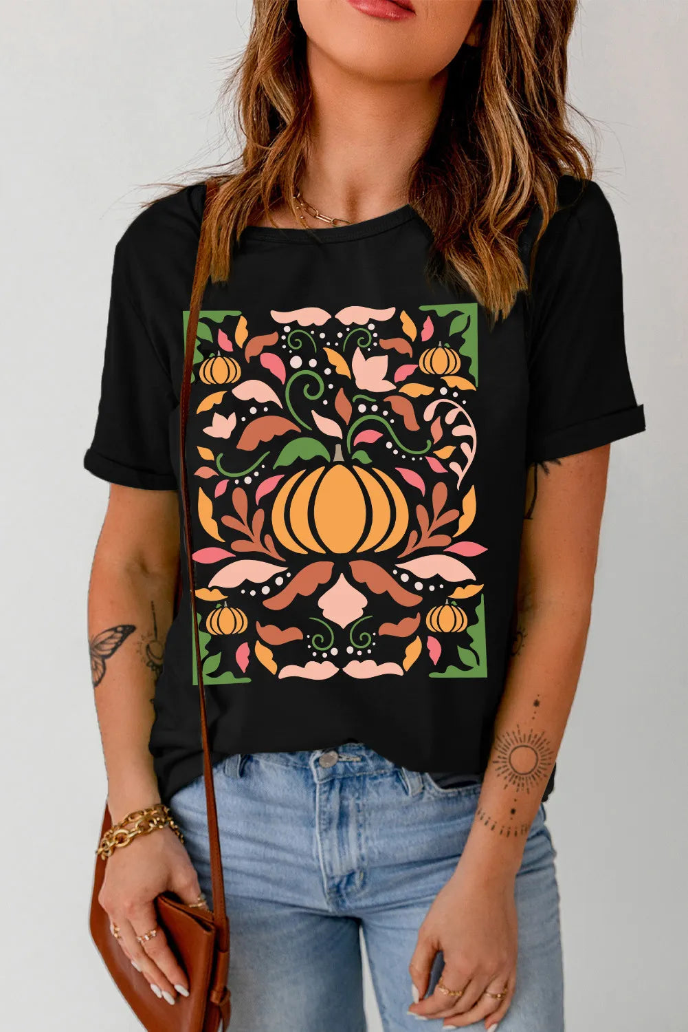 Graphic Round Neck Short Sleeve T-Shirt - Charming Charlie