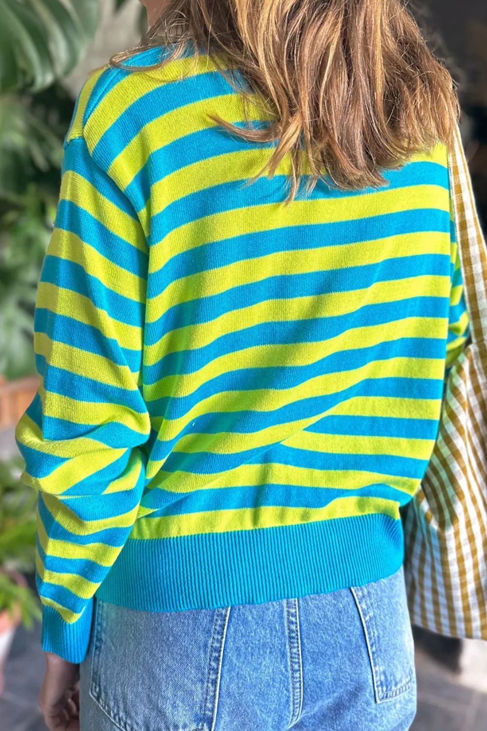 Striped Round Neck Long Sleeve Sweater - Charming Charlie