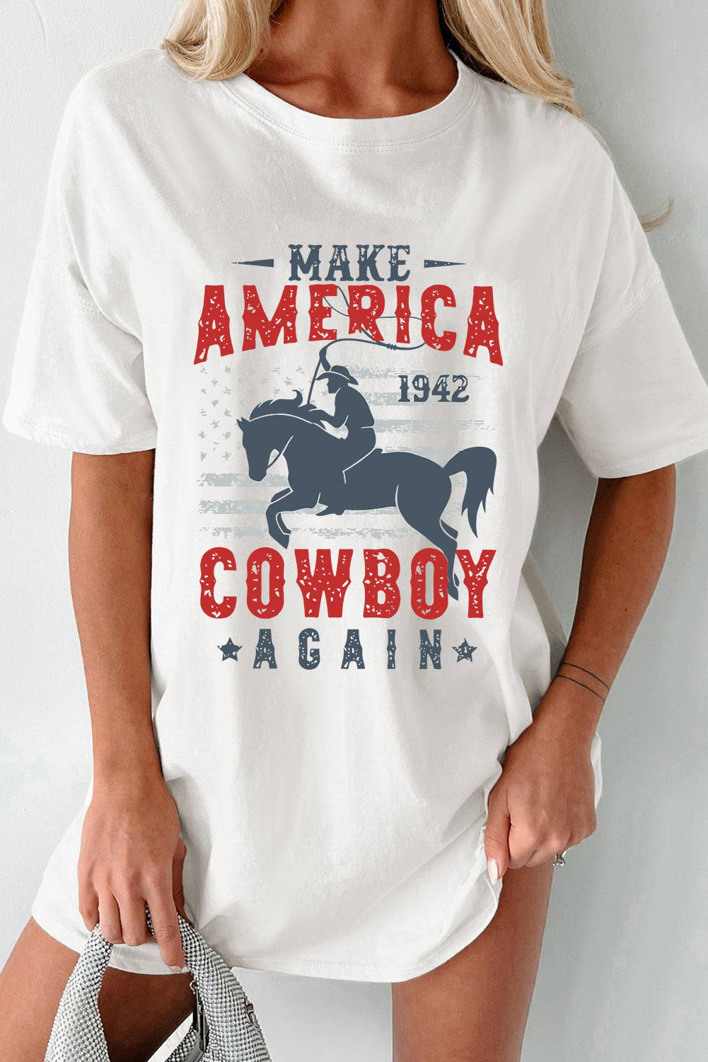 Cowboy Graphic Round Neck Half Sleeve T-Shirt - Charming Charlie