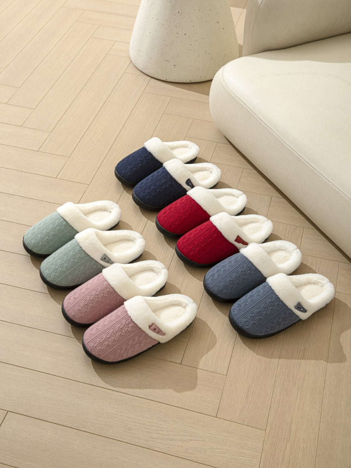 Horn Buckle Furry Texture Flat Slippers - Charming Charlie