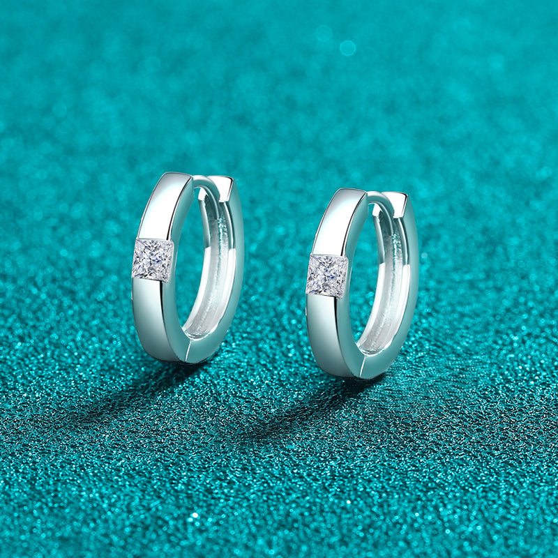 925 Sterling Silver Moissanite Huggie Earrings - Charming Charlie