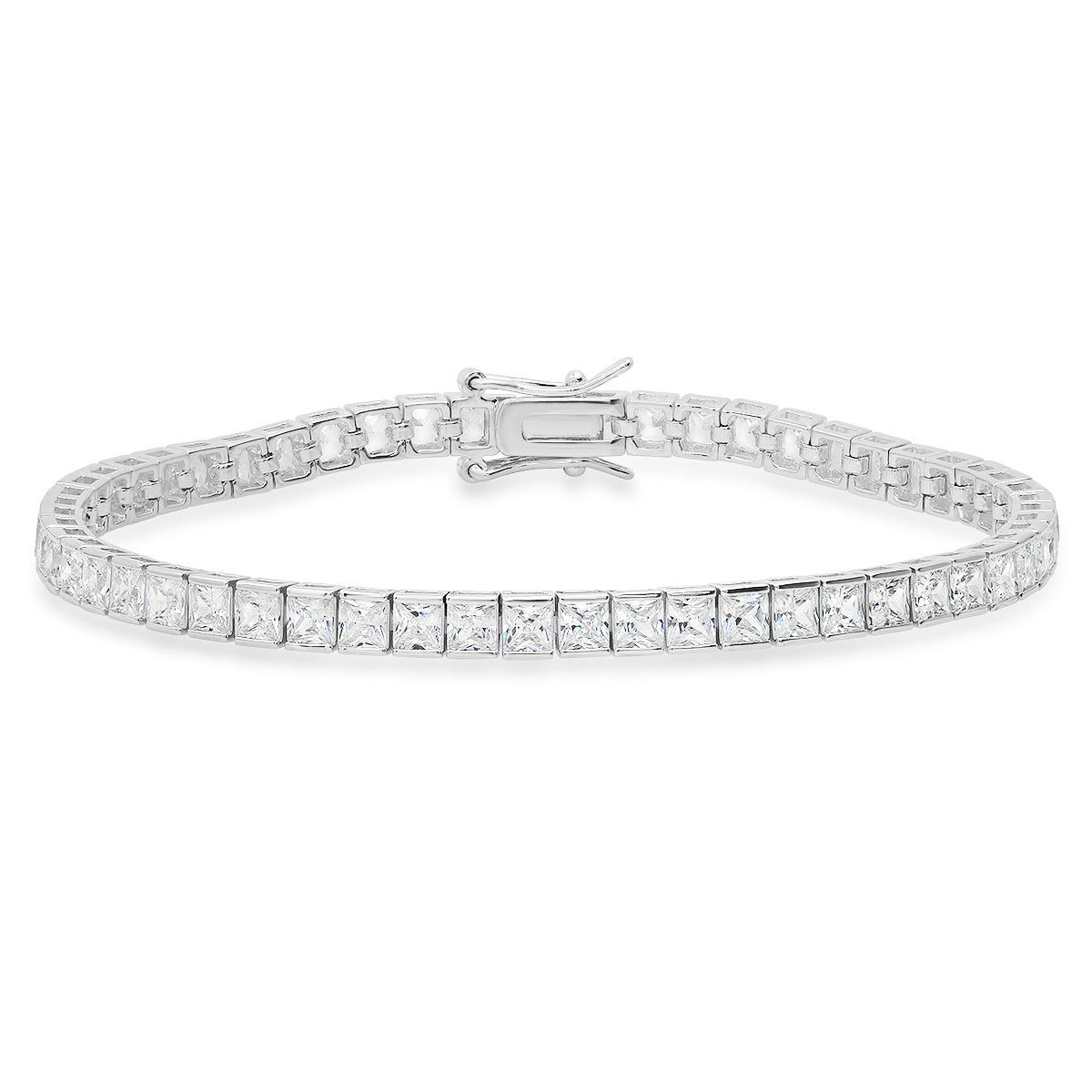 Sterling Silver Princess-cut CZ Tennis Bracelet - Charming Charlie