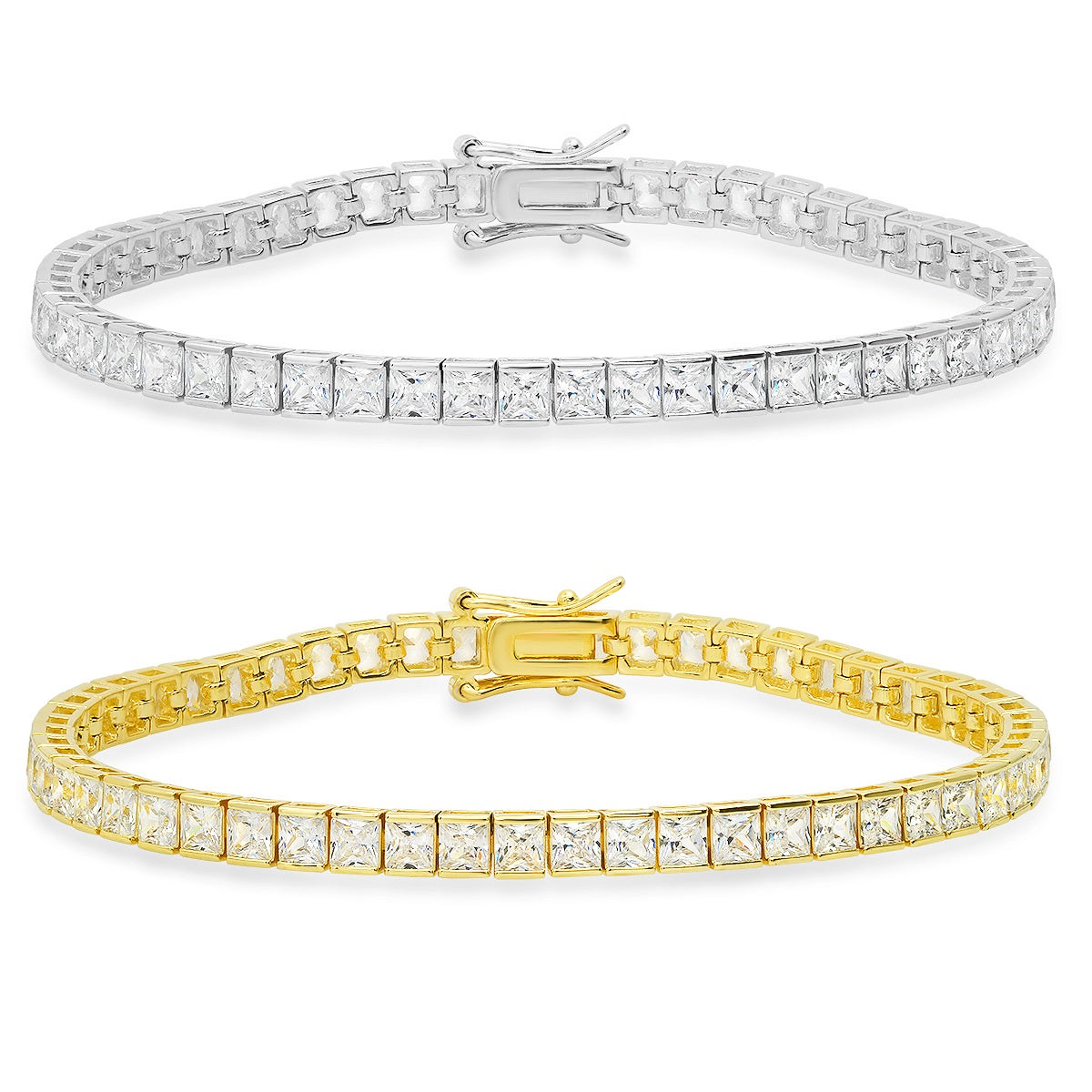 Sterling Silver Princess-cut CZ Tennis Bracelet - Charming Charlie