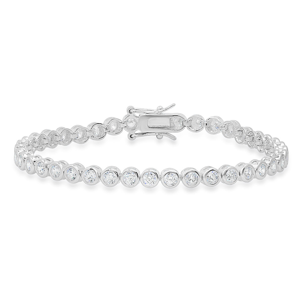 Sterling Silver Bezel-set CZ Tennis Bracelet - Charming Charlie
