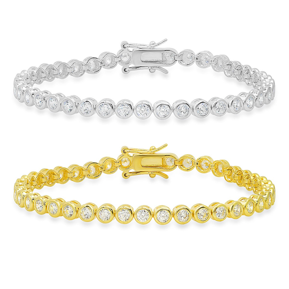 Sterling Silver Bezel-set CZ Tennis Bracelet - Charming Charlie