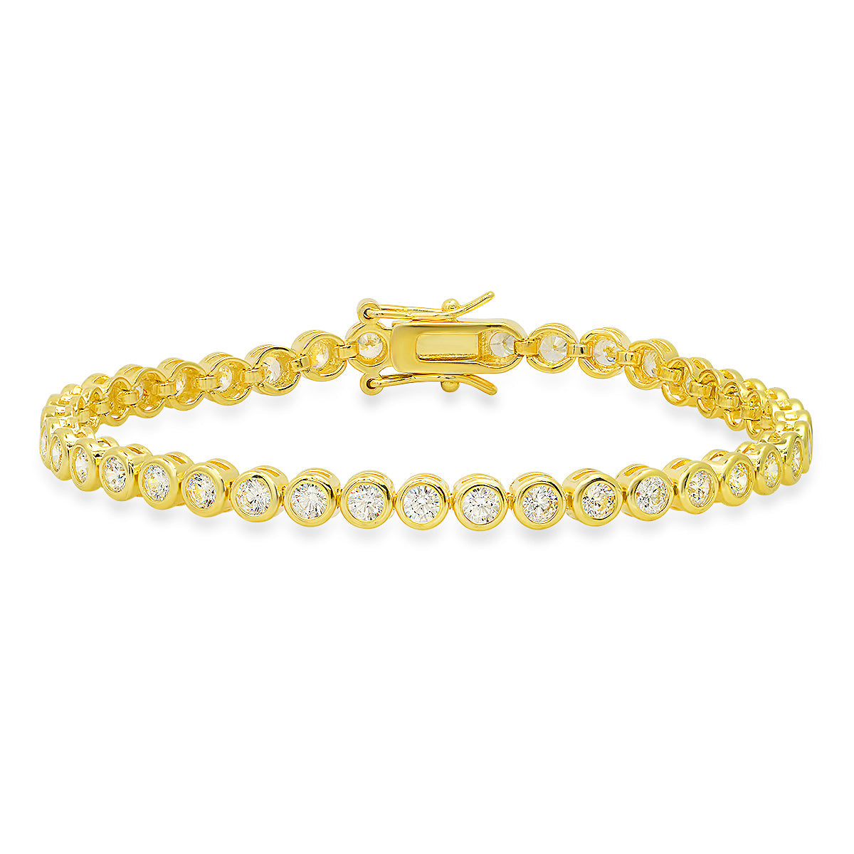 Sterling Silver Bezel-set CZ Tennis Bracelet - Charming Charlie