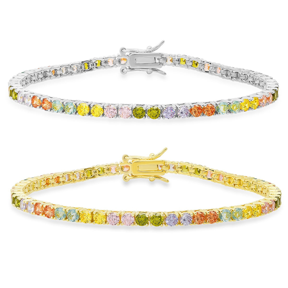 Sterling Silver Multi-color CZ Tennis Bracelet - Charming Charlie