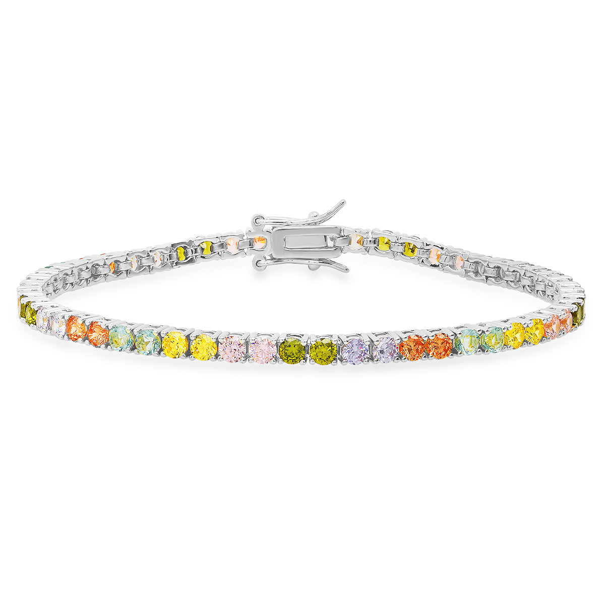 Sterling Silver Multi-color CZ Tennis Bracelet - Charming Charlie