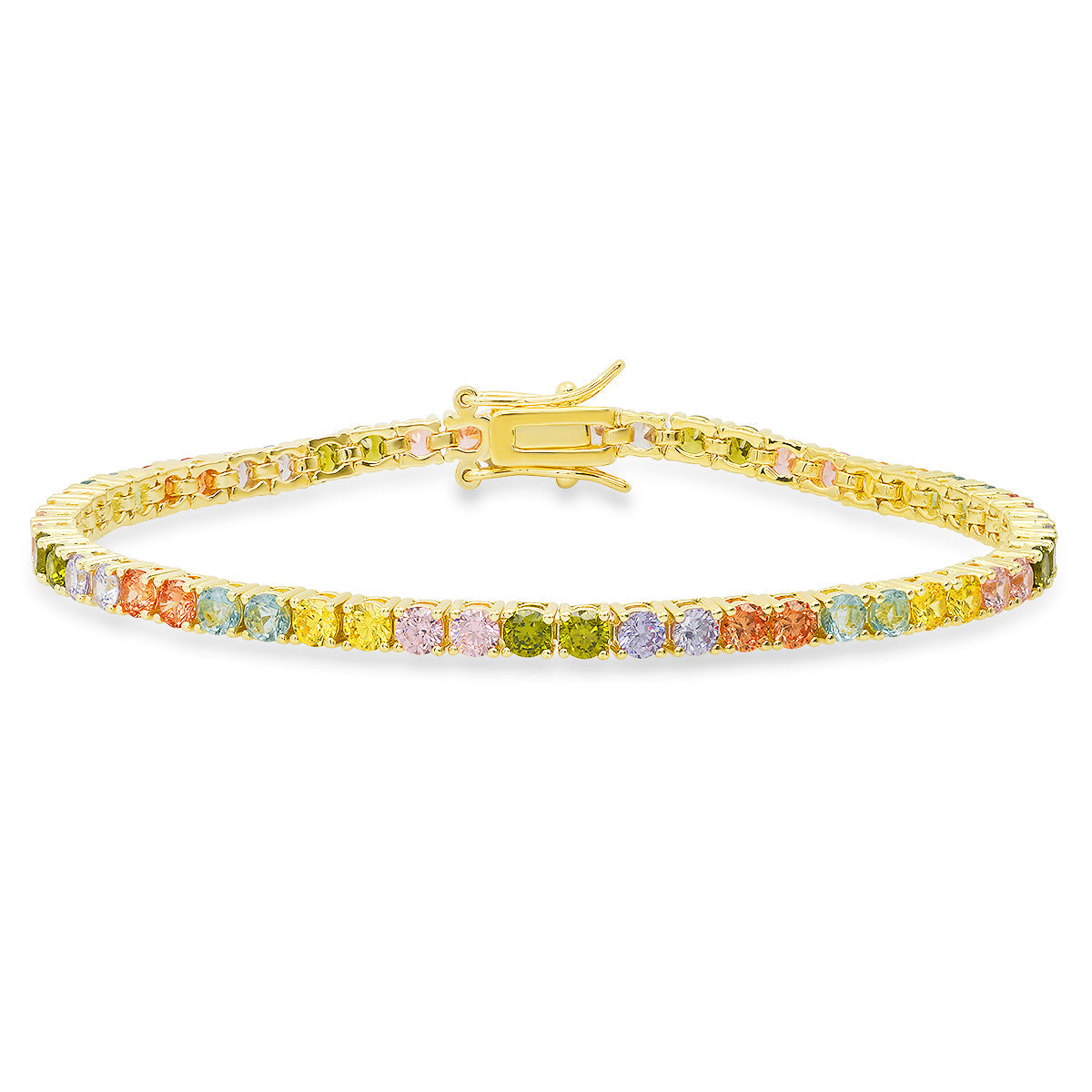 Sterling Silver Multi-color CZ Tennis Bracelet - Charming Charlie