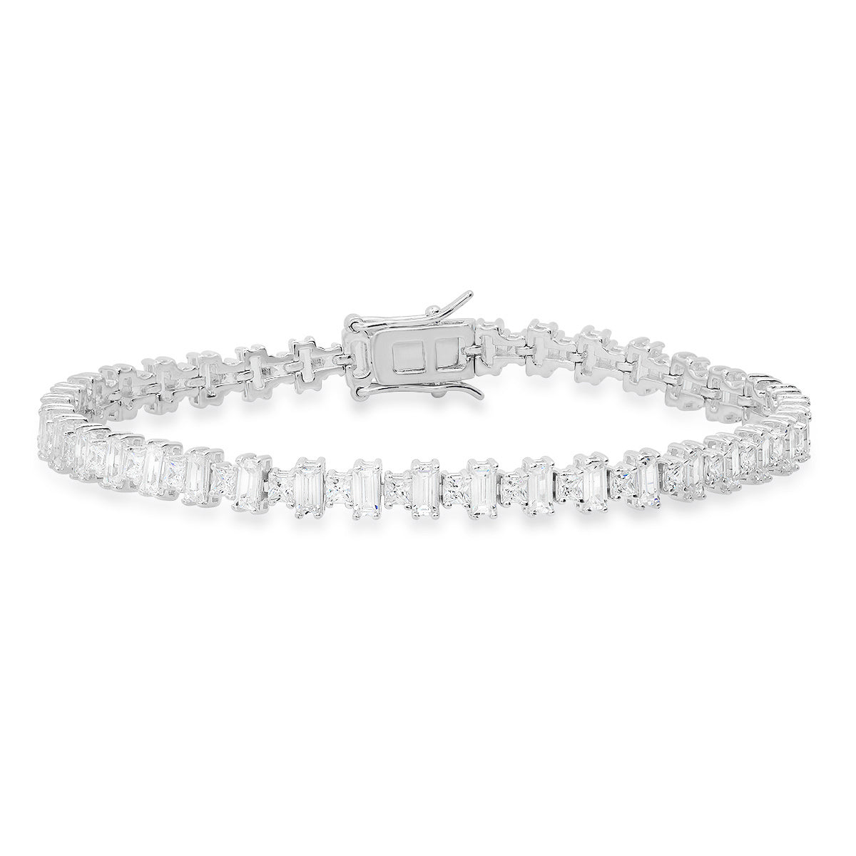 Stering Silver Princess & Baguette-cut CZ Tennis Bracelet - Charming Charlie
