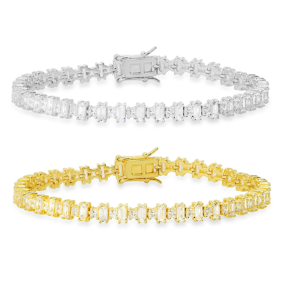 Stering Silver Princess & Baguette-cut CZ Tennis Bracelet - Charming Charlie