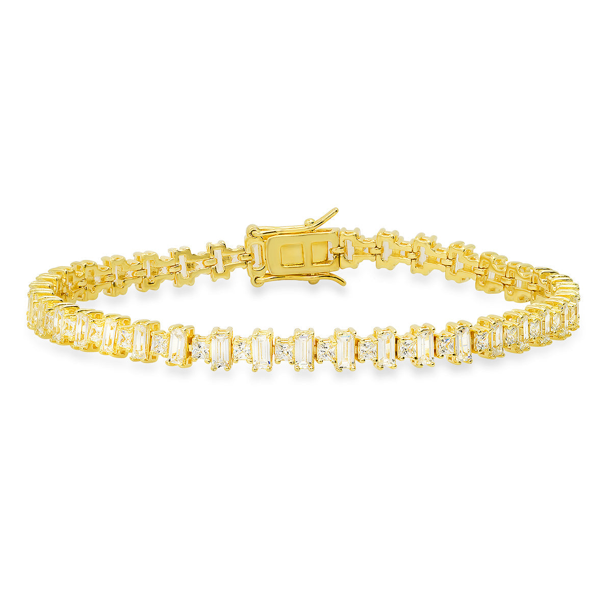 Stering Silver Princess & Baguette-cut CZ Tennis Bracelet - Charming Charlie
