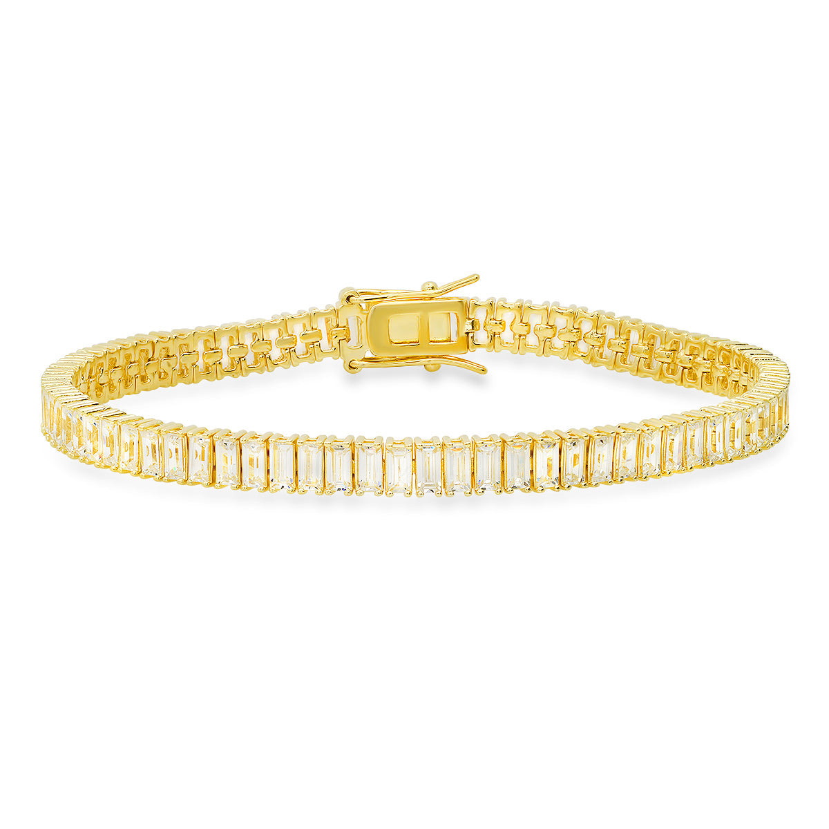 Sterling Silver Baguette-cut CZ Tennis Bracelet - Charming Charlie