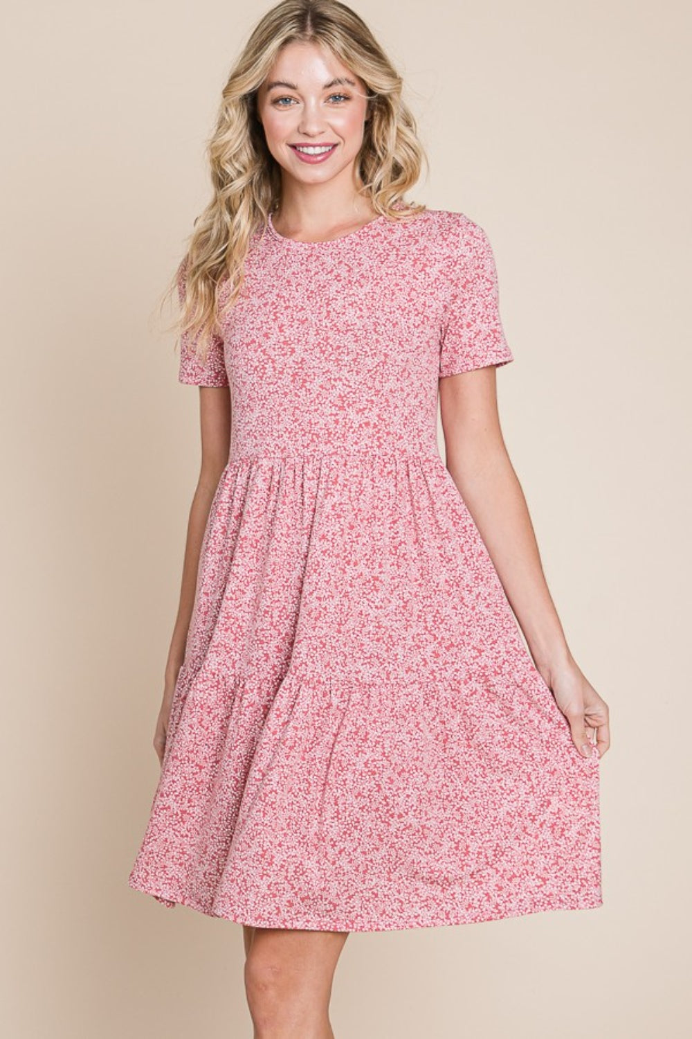 BOMBOM Printed Short Sleeve Mini Dress - Charming Charlie