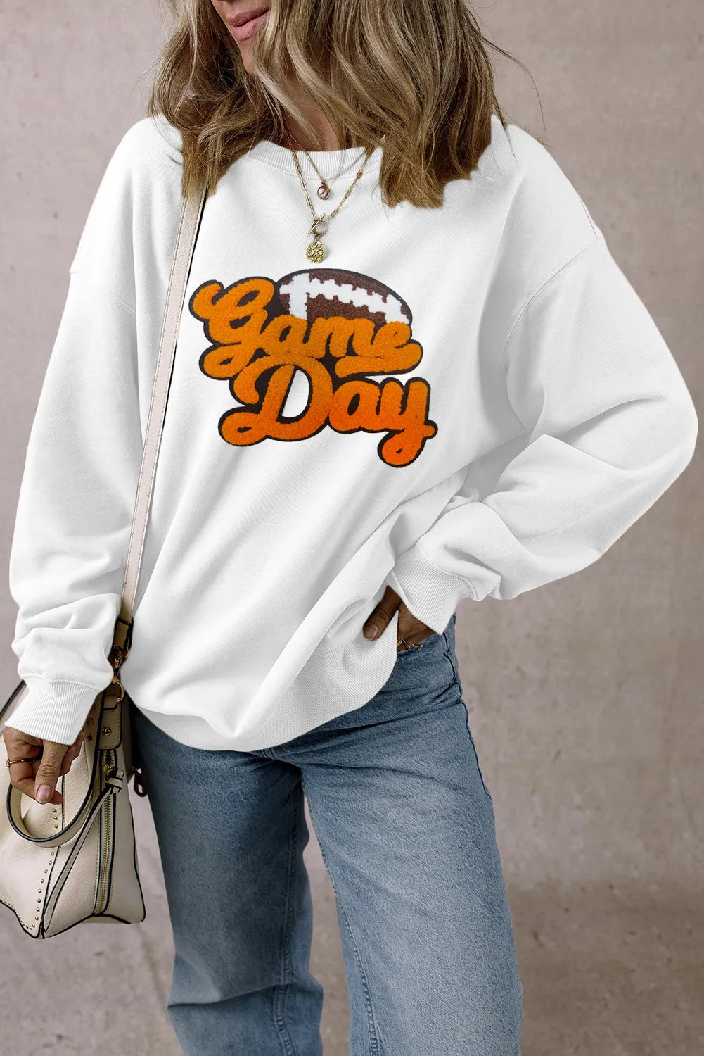 GAME DAY Football Round Neck Long Sleeve Sweatshirt - Charming Charlie