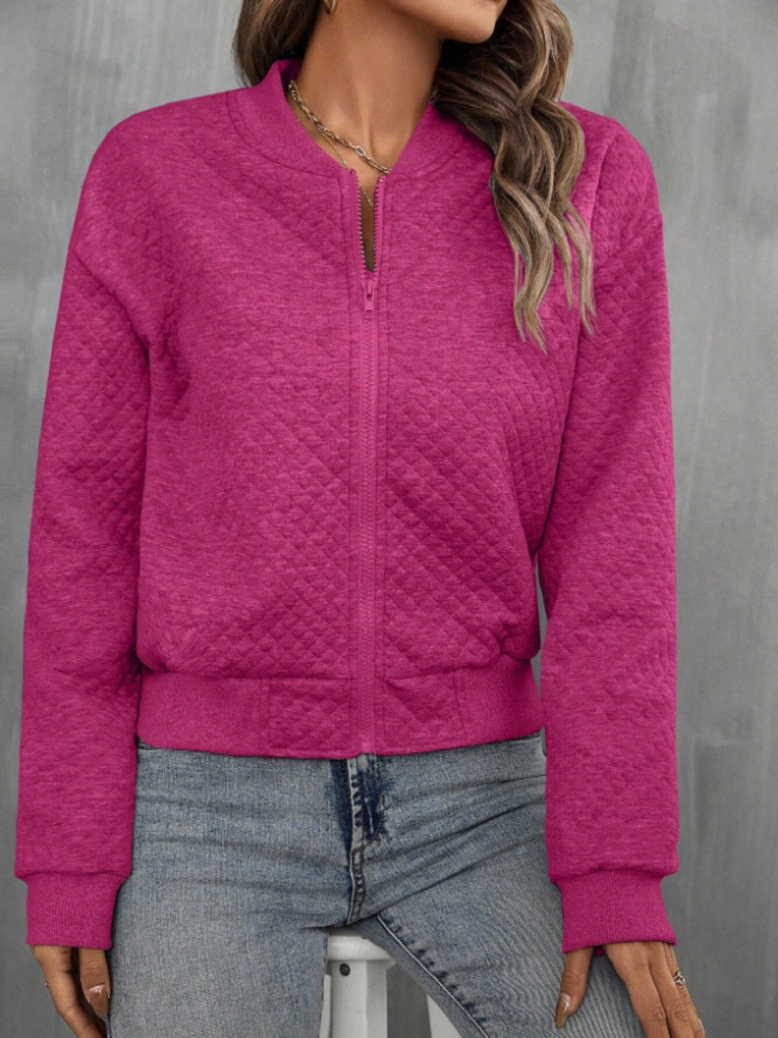 Zip Up Long Sleeve Jacket - Charming Charlie