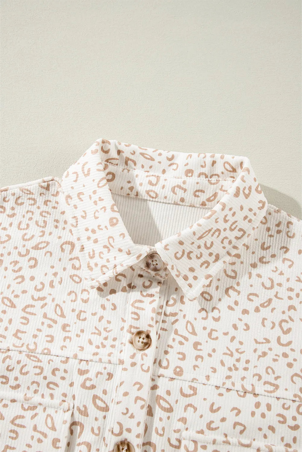 Leopard Collared Neck Dropped Shoulder Jacket - Charming Charlie