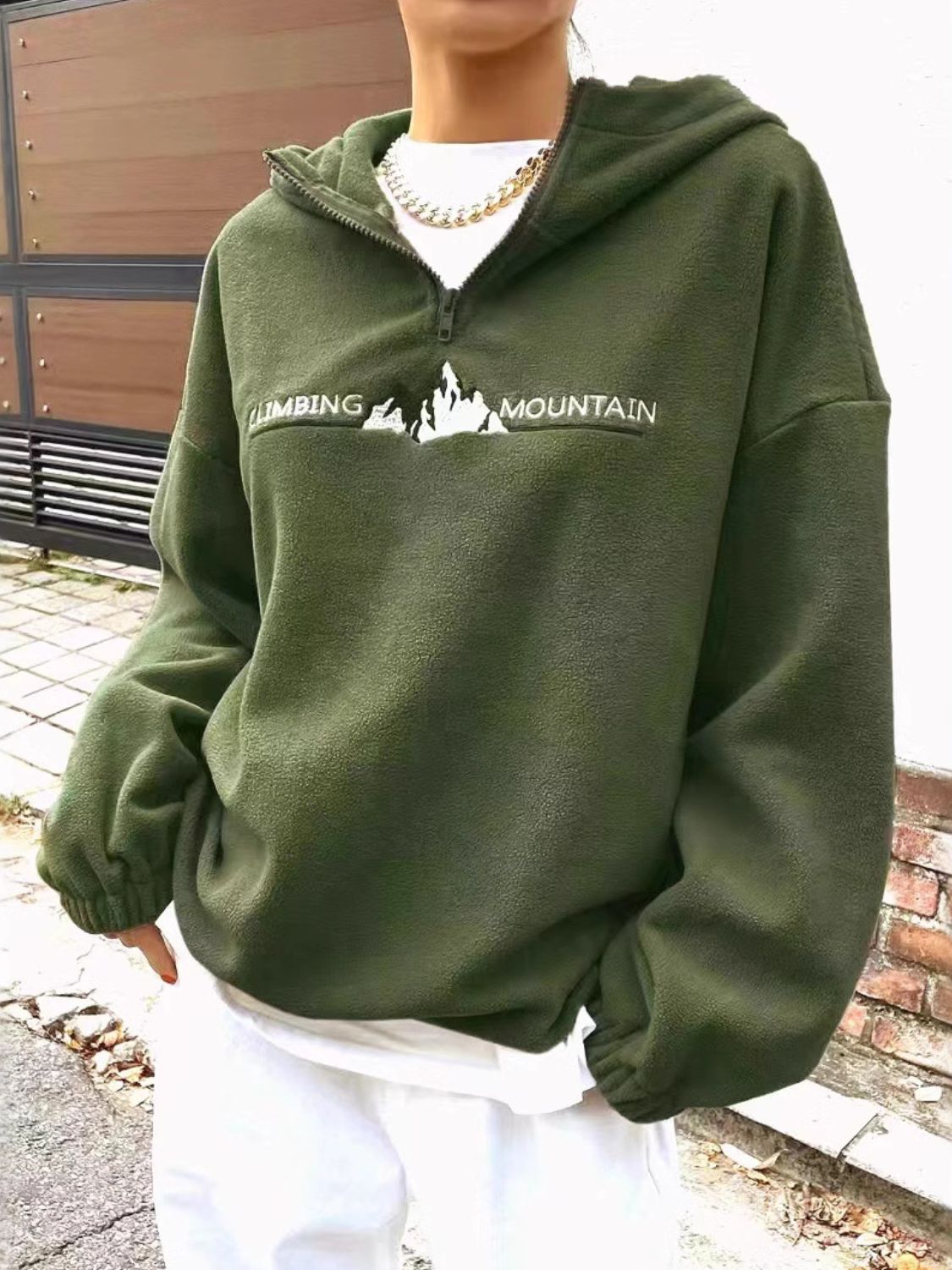 Mountain Quarter Zip Long Sleeve Hoodie - Charming Charlie