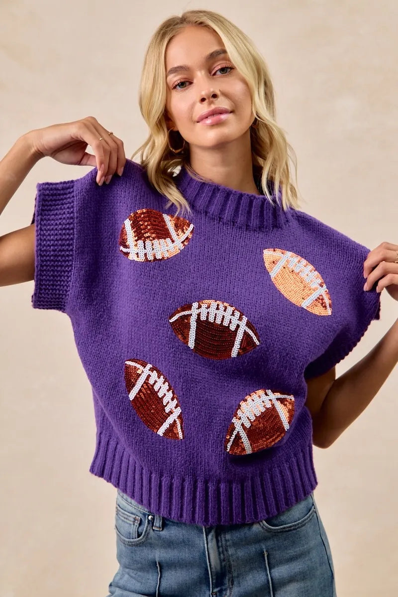 BiBi Gameday Theme Contrast Binding Ruffled Dress
