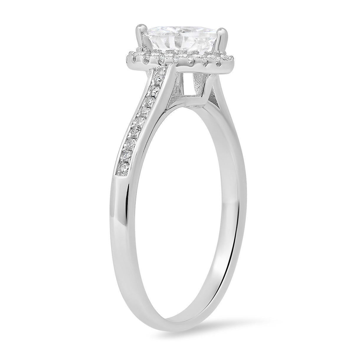 Sterling Silver Heart-cut Halo Diamond CZ Ring - Charming Charlie