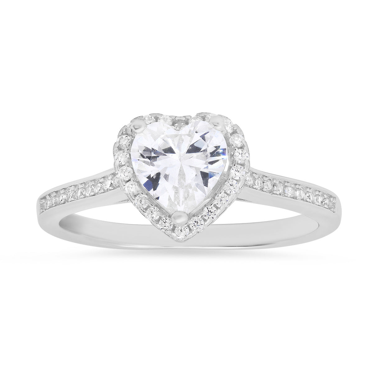 Sterling Silver Heart-cut Halo Diamond CZ Ring - Charming Charlie