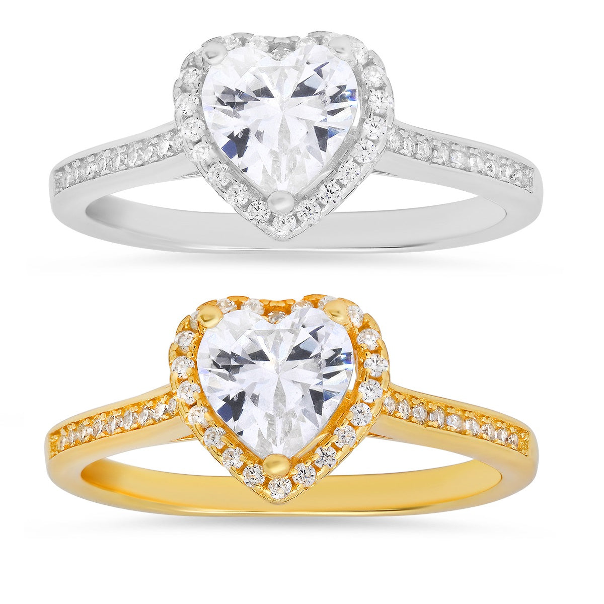 Sterling Silver Heart-cut Halo Diamond CZ Ring - Charming Charlie