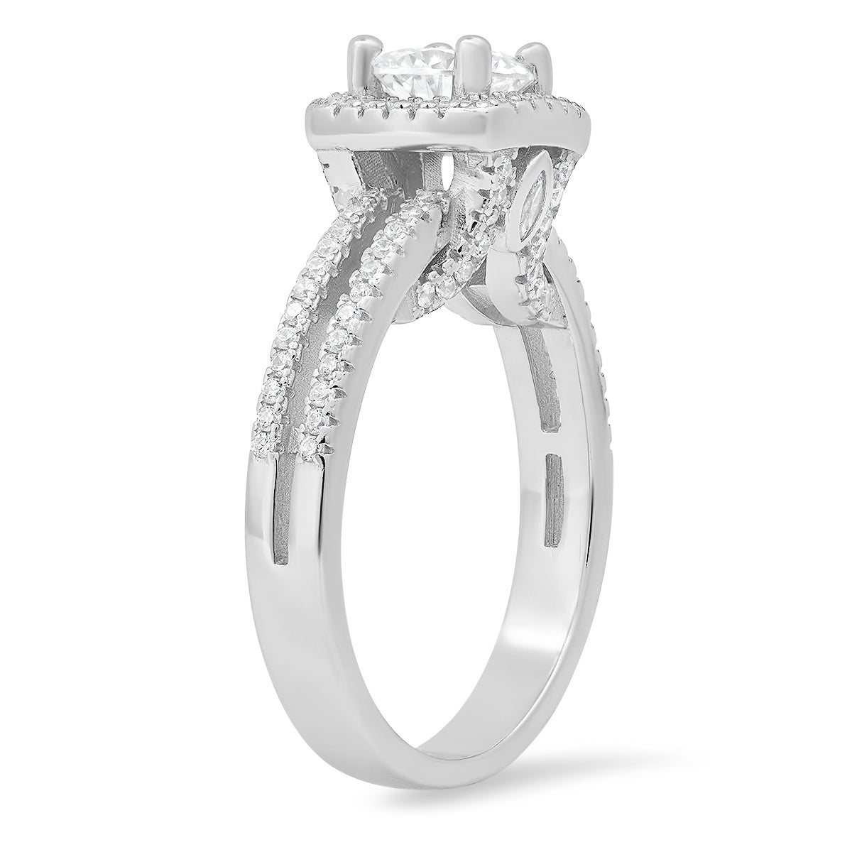Sterling Silver Diamond CZ Halo Ring - Charming Charlie