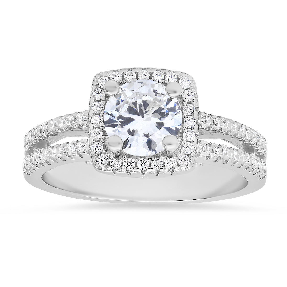 Sterling Silver Diamond CZ Halo Ring - Charming Charlie