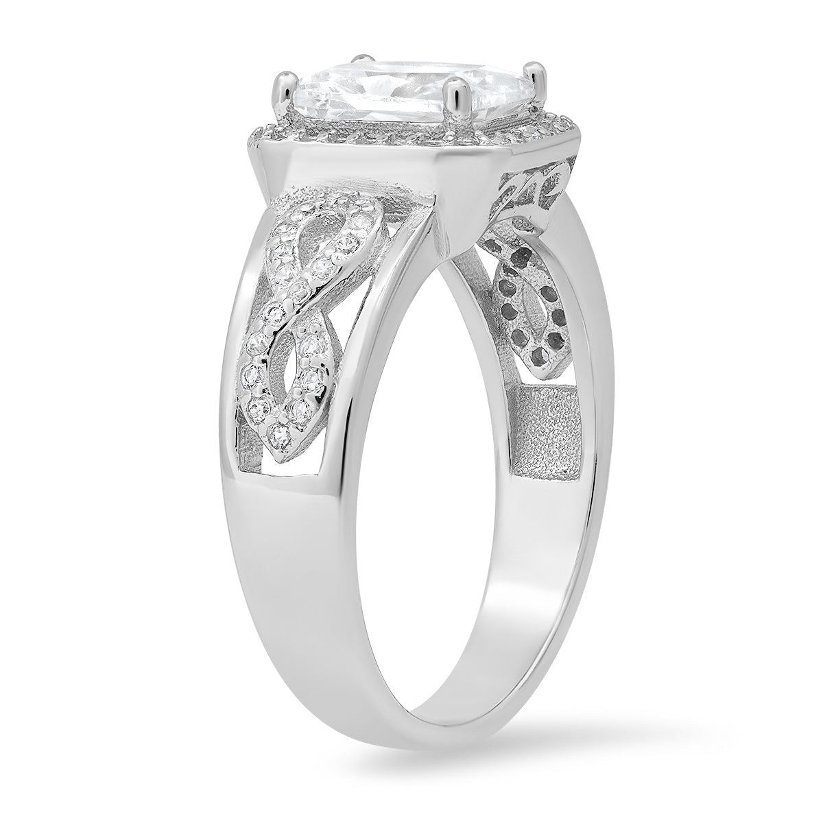 Sterling Silver Infinity Emerald-cut Diamond CZ Ring - Charming Charlie