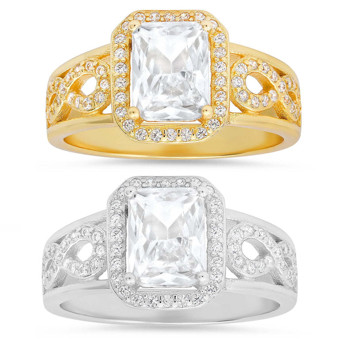 Sterling Silver Infinity Emerald-cut Diamond CZ Ring - Charming Charlie