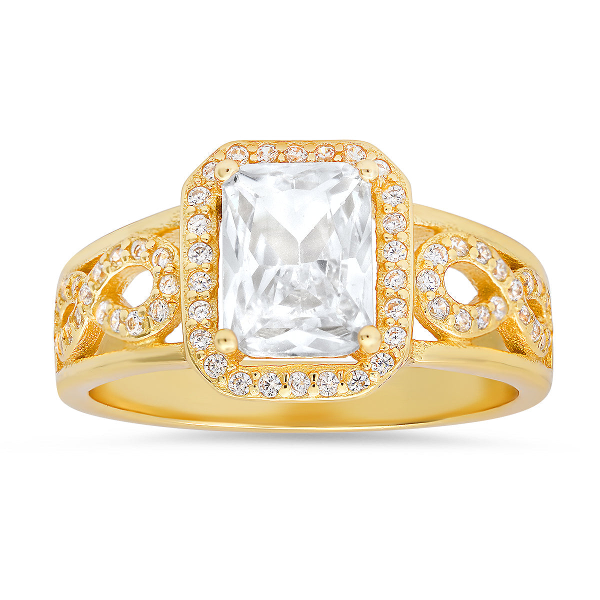 Sterling Silver Infinity Emerald-cut Diamond CZ Ring - Charming Charlie