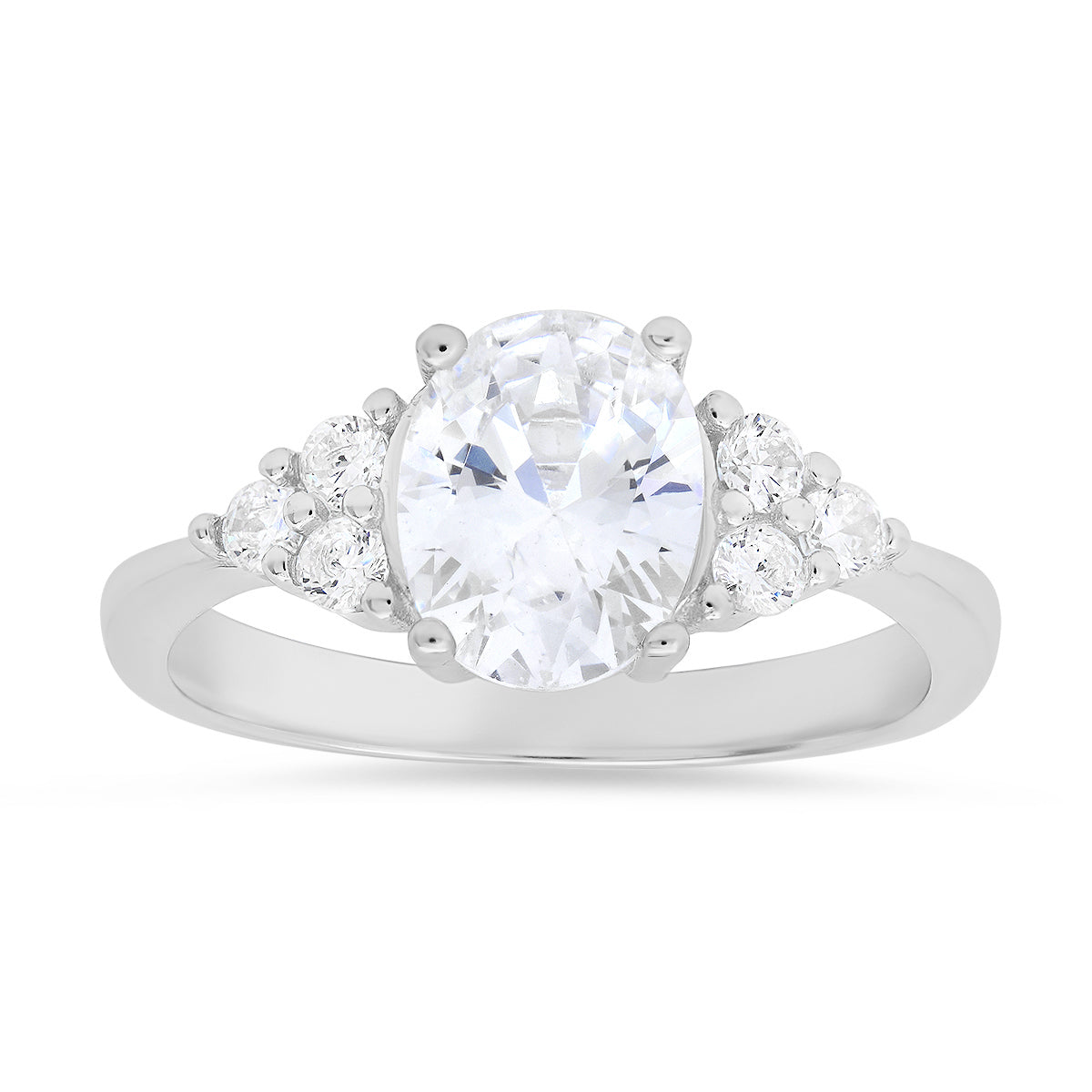 Sterling Silver Oval-cut Diamond CZ Ring - Charming Charlie