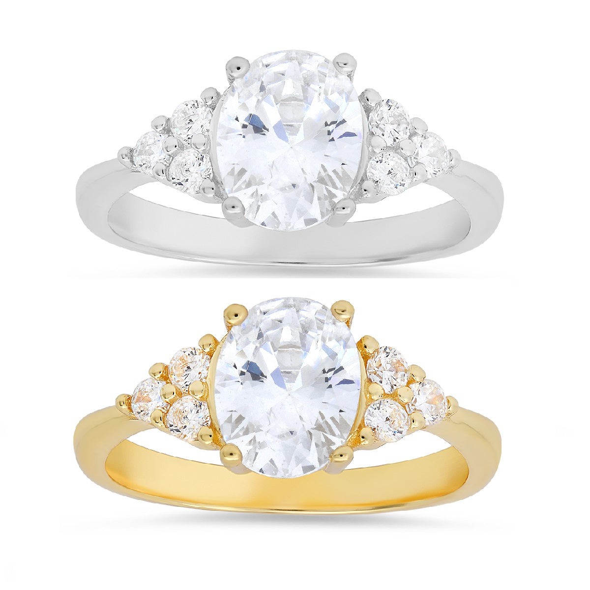 Sterling Silver Oval-cut Diamond CZ Ring - Charming Charlie