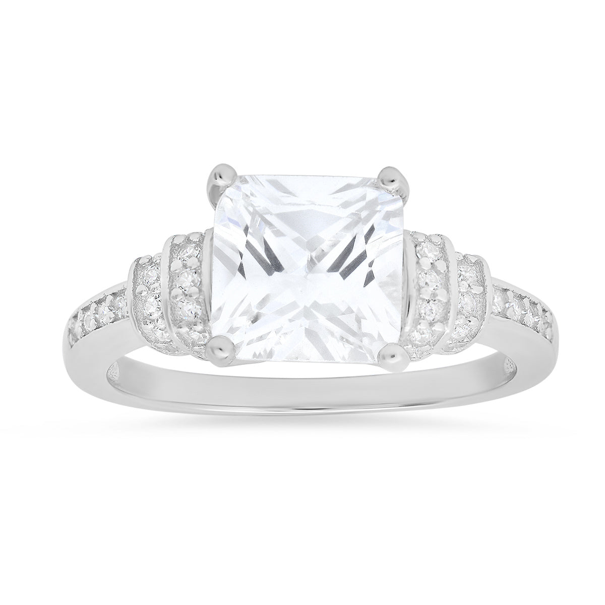 Sterling Silver Princess-cut Diamond CZ Ring - Charming Charlie