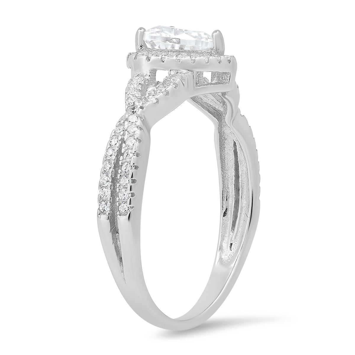 Sterling Silver Heart-cut Halo Diamond CZ Ring - Charming Charlie