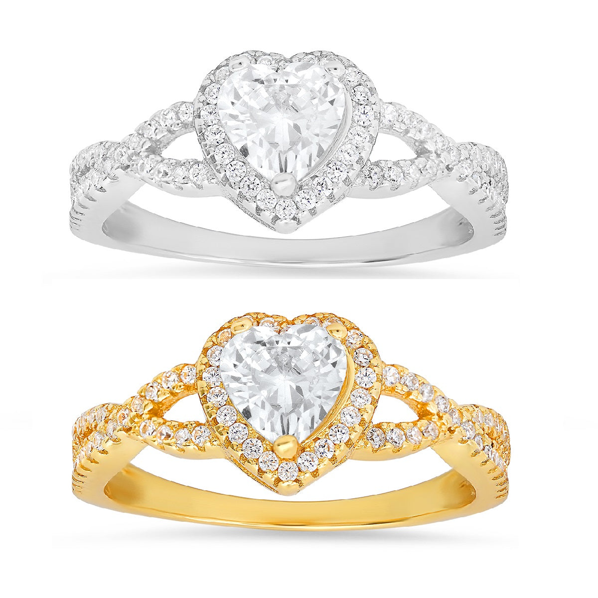 Sterling Silver Heart-cut Halo Diamond CZ Ring - Charming Charlie