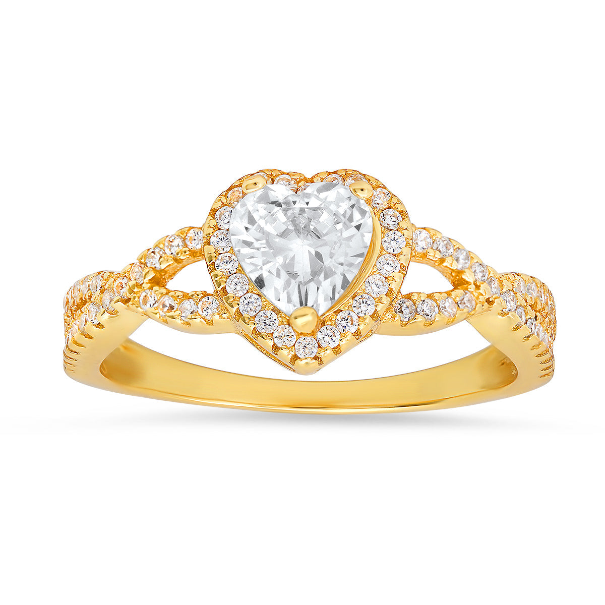 Sterling Silver Heart-cut Halo Diamond CZ Ring - Charming Charlie