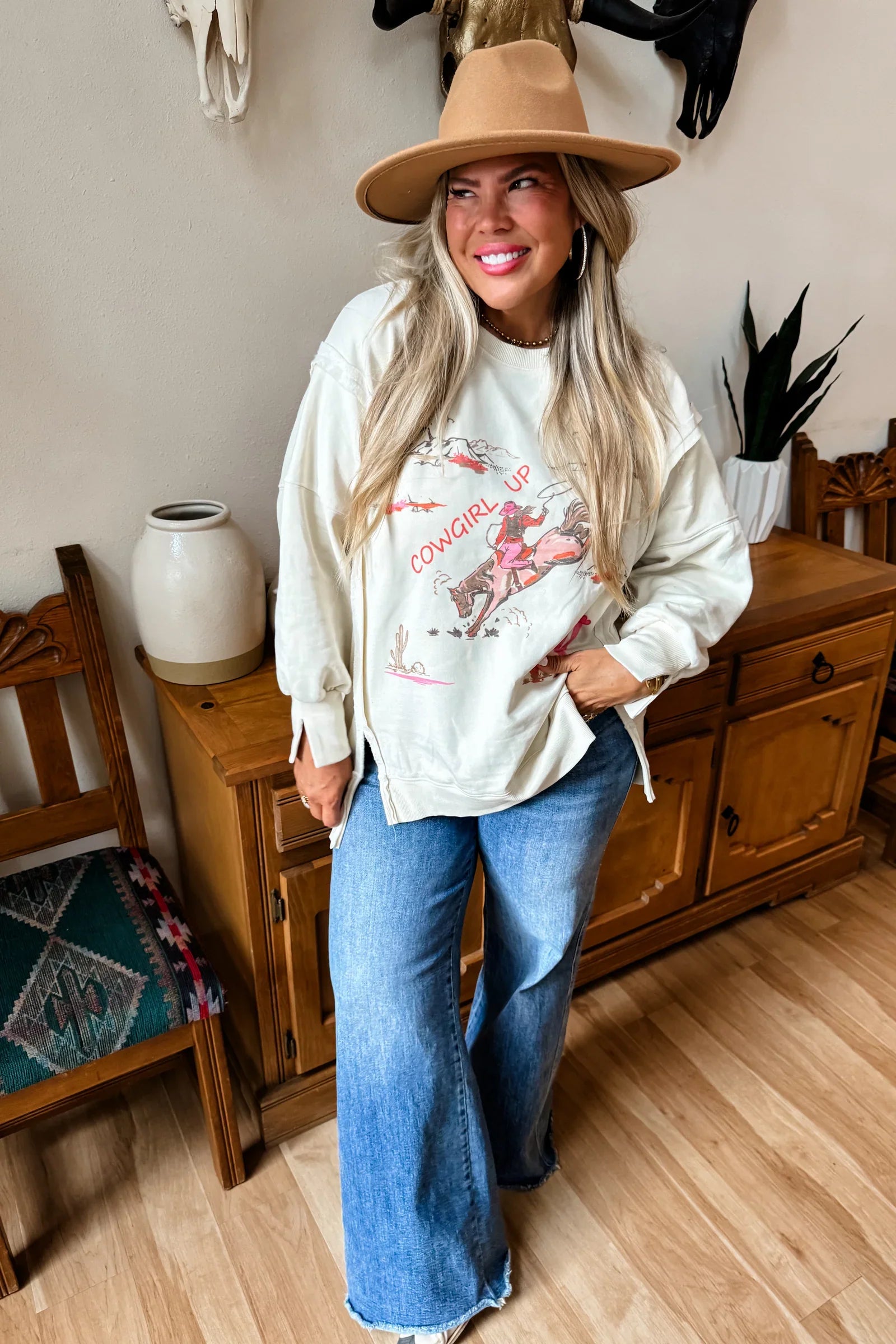 PREORDER: Ranch Girl Classic Crew Pullover - Charming Charlie