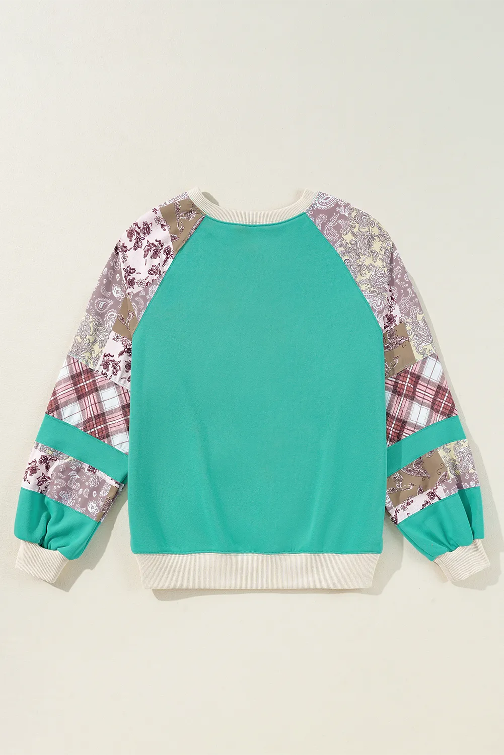 Printed Round Neck Long Sleeve Blouse - Charming Charlie