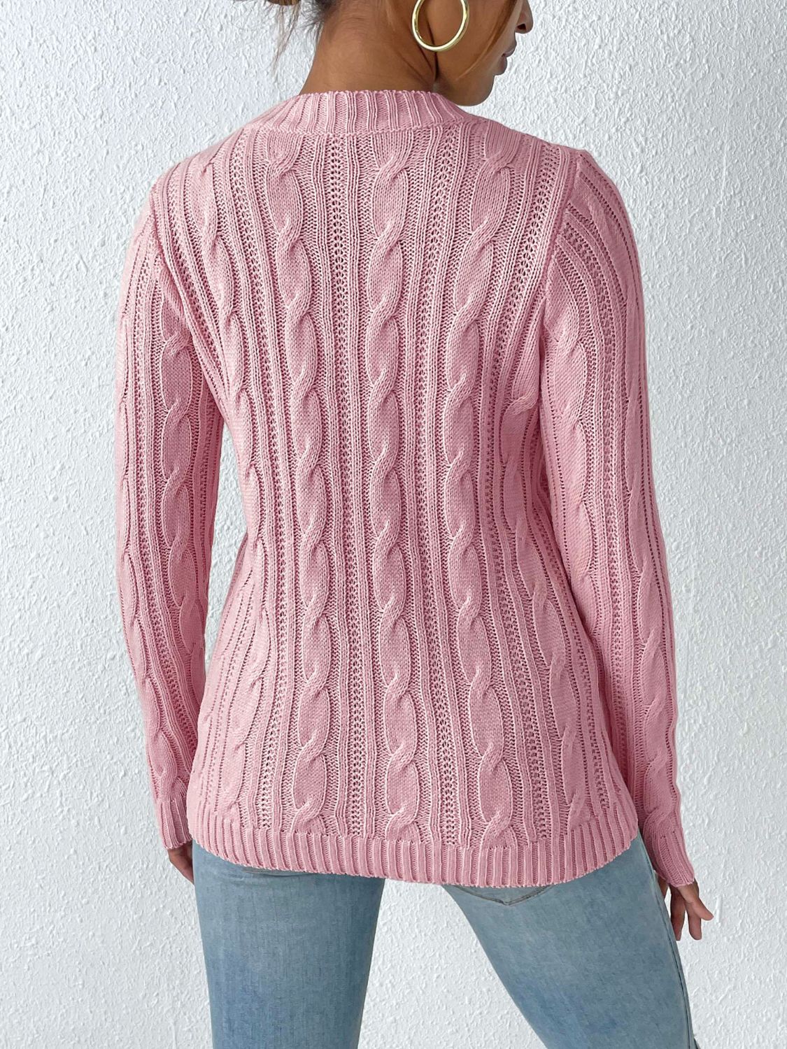 Cable-Knit Round Neck Sweater - Charming Charlie