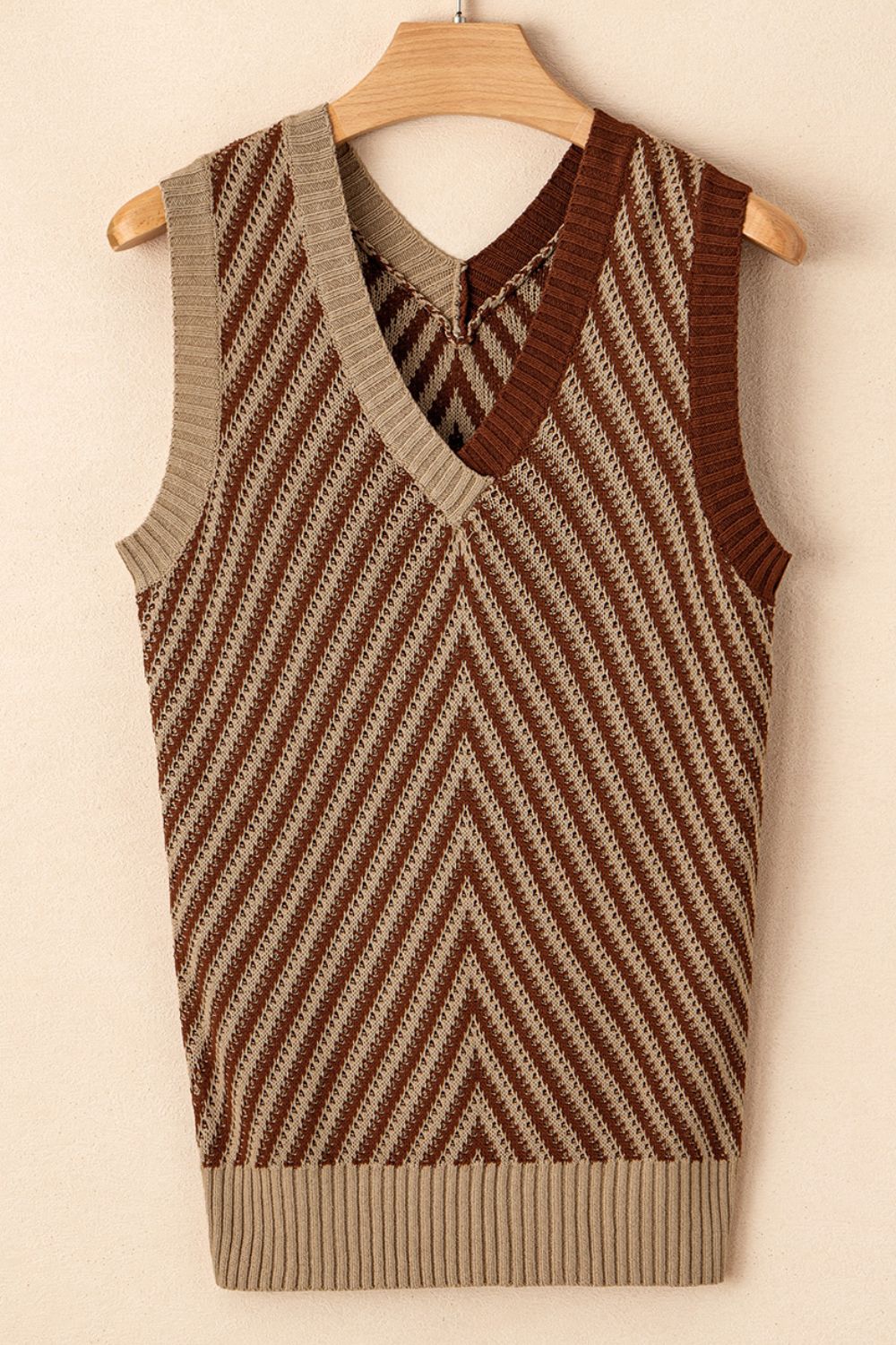Striped Contrast V-Neck Sweater Vest - Charming Charlie